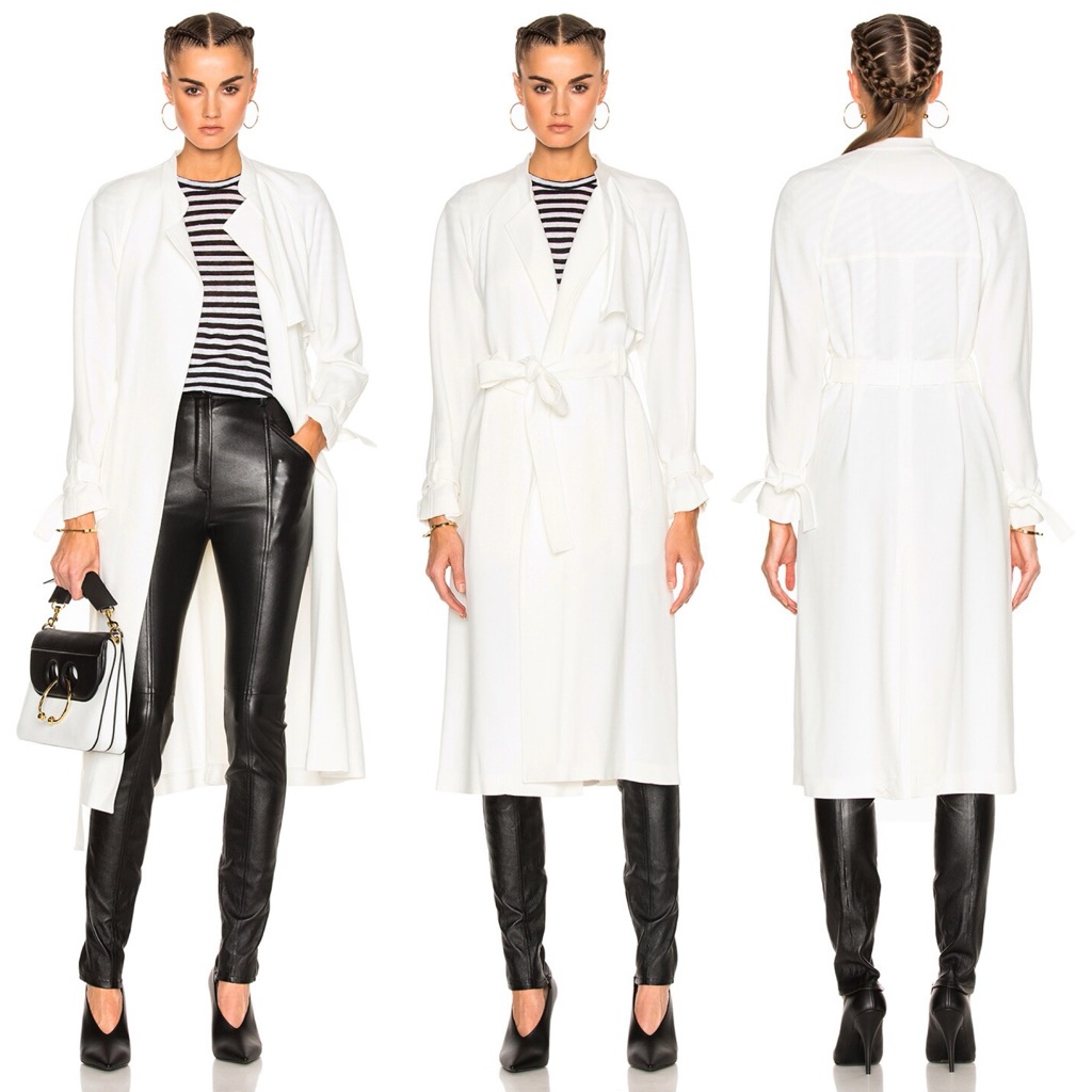 A.L.C. White Crepe “Augusto” Belted Trench Coat Sz 4